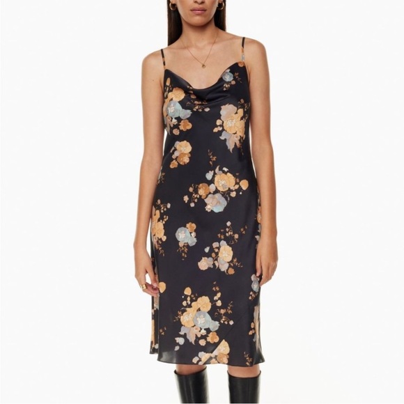 Aritzia Dresses & Skirts - Aritzia Wilfred Only Cowl Neck Slip Dress Black Maplewood
